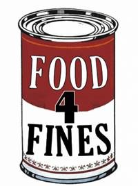 Image of soup can with text "Food 4 Fines"